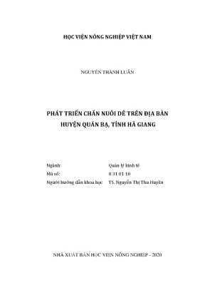 Phát triển chăn nuôi dê trên địa bàn huyện quản bạ tỉnh hà giang