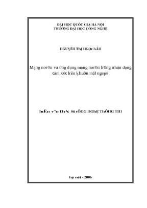 Luận văn mạng nơron và ứng dụng mạng nơron trong nhận dạng cảm xúc trên khuôn mặt người