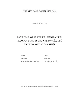 Luận văn đánh giá một số yếu tố liên quan đến dạng gãy các xương chi sau của chó và phương pháp can thiệp