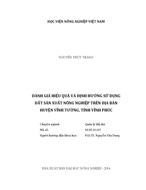 Luận văn đánh giá hiệu quả và định hướng sử dụng đất sản xuất nông nghiệp trên địa bàn huyện vĩnh tường tỉnh vĩnh phúc