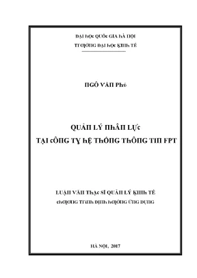 Luận văn quản lý nhân lực tại công ty hệ thống thông tin fpt