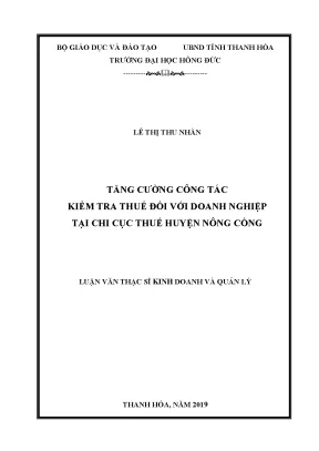 Tăng cường công tác kiểm tra thuế đối với doanh nghiệp tại chi cục thuế huyện nông cống