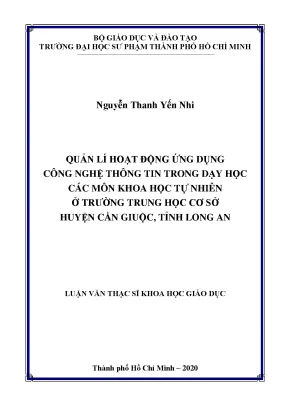 Luận văn quản lí hoạt động ứng dụng công nghệ thông tin trong dạy học các môn khoa học tự nhiên ở trường