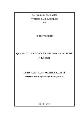 Luận văn quản lý nhà nước về du lịch làng nghề ở hà nội