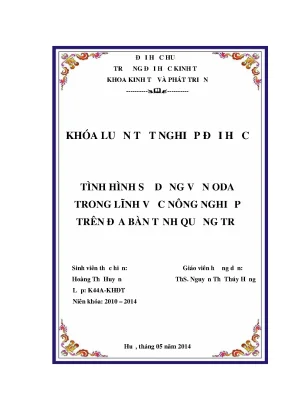 Luận văn tình hình sử dụng vốn oda trong lĩnh vực nông nghiệp trên địa bàn tỉnh quảng trị