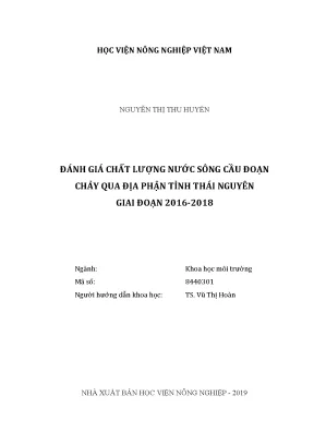 Luận văn đánh giá chất lượng nước sông cầu đoạn chảy qua địa phận tỉnh thái nguyên giai đoạn 2016 2018
