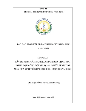 Luận văn xây dựng chuẩn năng lực đánh giá chăm sóc hô hấp qua ống nội khí quản người bệnh thở máy của sinh viên đại học điều dưỡng nam định