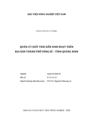 Quản lý chất thải rắn sinh hoạt trên địa bàn thành phố uông bí tỉnh quảng ninh