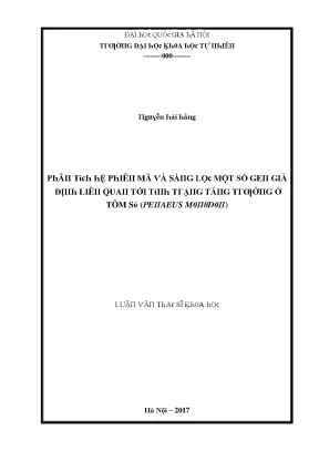Phân tích hệ phiên mã và sàng lọc một số gen giả định liên quan tới tình trạng tăng trưởng ở tôm sú penaeus monodon vnu lvts09