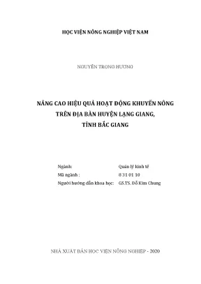 Nâng cao hiệu quả hoạt động khuyến nông trên địa bàn huyện lạng giang tỉnh bắc giang