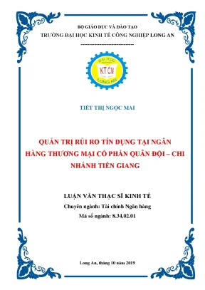 Luận văn quản trị rủi ro tín dụng tại ngân hàng thương mại cổ phần quân đội chi nhánh tiền giang