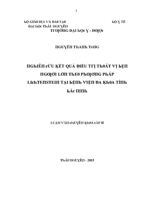 Luận văn nghiên cứu kết quả điều trị thoát vị bẹn người lớn theo phương pháp lichtenstein tại bệnh viện đa khoa tỉnh bắc ninh