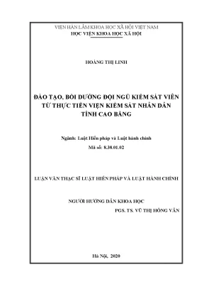 Luận văn đào tạo bồi dưỡng đội ngũ kiểm sát viên từ thực tiễn viện kiểm sát nhân dân tỉnh cao bằng