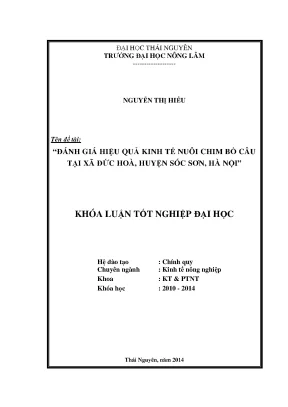 Luận văn đánh giá hiệu quả kinh tế nuôi chim bồ câu tại xã đức hòa huyện sóc sơn hà nội