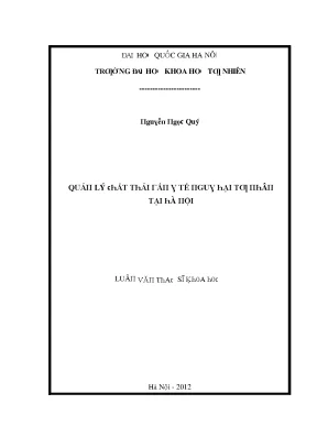 Luận văn thạc sĩ quản lý chất thải rắn y tế nguy hại tư nhân tại hà nội vnu lvts08w