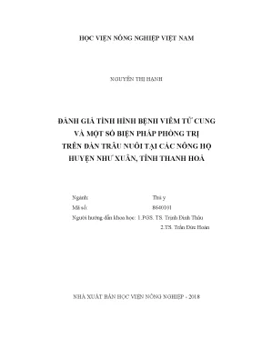 Luận văn đánh giá tình hình bệnh viêm tử cung và một số biện pháp phòng trị trên đàn trâu nuôi tại các nông hộ huyện như xuân tỉnh thanh hóa