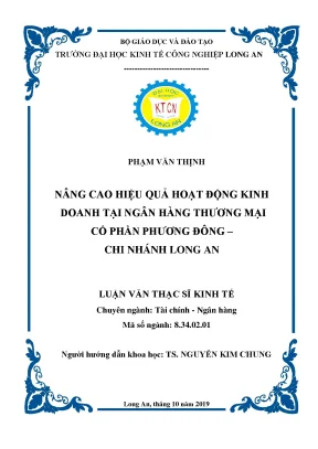 Luận văn nâng cao hiệu quả hoạt động kinh doanh tại ngân hàng thương mại cổ phần phương đông chi nhánh long an