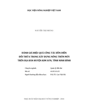 Luận văn đánh giá hiệu quả công tác dồn điền đổi thửa trong xây dựng nông thôn mới trên địa bàn huyện kim sơn tỉnh ninh bình