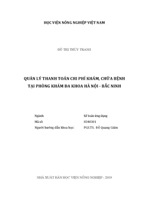 Luận văn quản lý thanh toán chi phí khám chữa bệnh tại phòng khám đa khoa hà nội bắc ninh