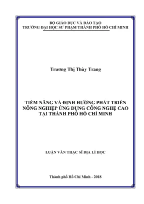 Luận văn tiềm năng và định hướng phát triển nông nghiệp ứng dụng công nghệ cao tại thành phố hồ chí minh