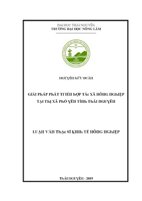 Luận văn giải pháp phát triển hợp tác xã nông nghiệp tại thị xã phổ yên tỉnh thái nguyên