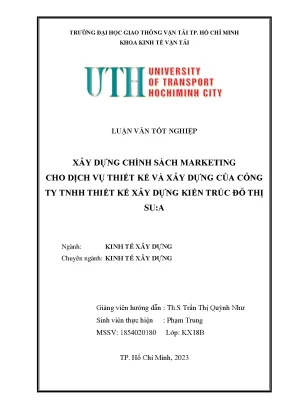 Xây dựng chính sách marketing cho dịch vụ thiết kế và xây dựng của công ty tnhh thiết kế xây dựng kiến trúc đô thị sua