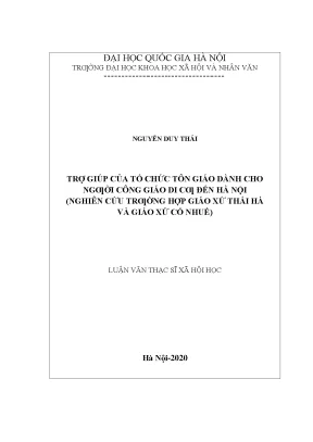 Trợ giúp của tổ chức tôn giáo dành cho người công giáo di cư đến hà nội nghiên cứu trường hợp giáo xứ thái hà và giáo xứ cổ nhuếvnu lvts10
