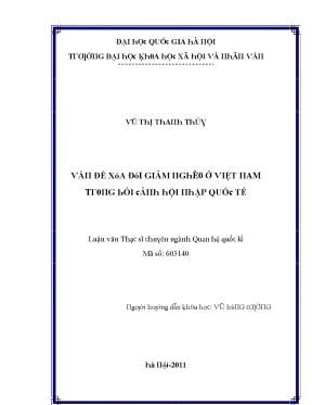 Luận văn thạc sĩ vấn đề xóa đói giảm nghèo ở việt nam trong bối cảnh hội nhập quốc tế