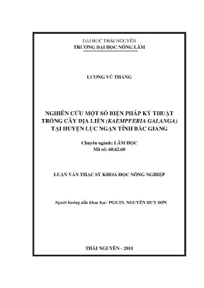 Luận văn nghiên cứu một số biện pháp kỹ thuật trồng cây địa liền kaempferia galanga tại huyện lục ngạn tỉnh bắc giang