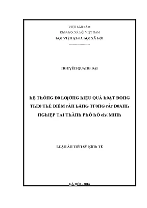 Luận văn hệ thống đo lường hiệu quả hoạt động theo thẻ điểm cân bằng trong các doanh nghiệp tại thành phố hồ chí minh