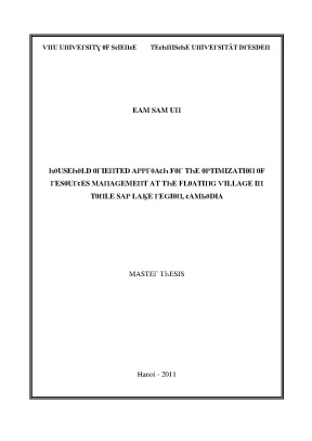 Luận văn thạc sĩ household oriented approach for the optimization of resources management at the floating village in tonle sap lake region cambodia vnu lvts004