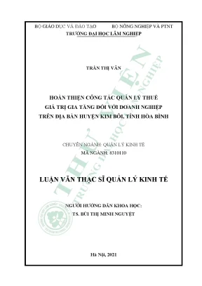 Hoàn thiện công tác quản lý thuế giá trị gia tang đối với doanh nghiệp trên địa bàn huyện kim bôi tỉnh hòa bình
