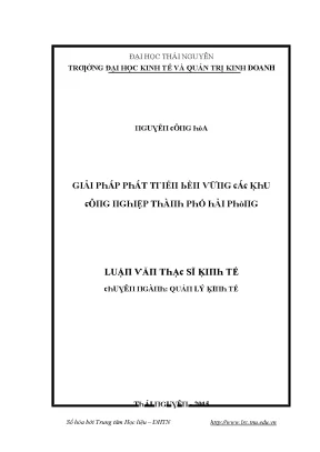 Luận văn giải pháp phát triển bền vững các khu công nghiệp thành phố hải phòng