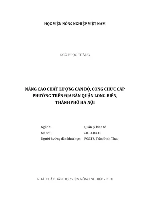 Luận văn nâng cao chất lượng cán bộ công chức cấp phường trên địa bàn quận long biên thành phố hà nội