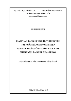 Giải pháp tăng cƣờng huy động vốn tại ngân hàng nông nghiệp và phát triển nông thôn việt nam chi nhánh ba đình thanh hóa