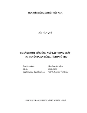 Luận văn so sánh một số giống ngô lai trung ngày tại huyện đoan hùng tỉnh phú thọ
