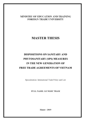 Luận văn dispositions on sanitary and phytosanitary sps measures in the new generation of free trade agreements of vietna