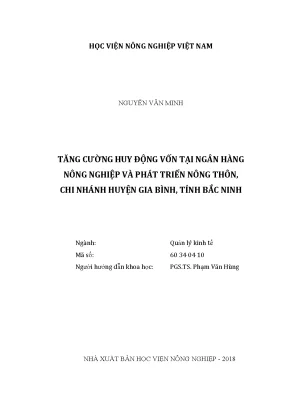 Luận văn tăng cường huy động vốn tại ngân hàng nông nghiệp và phát triển nông thôn chi nhánh huyện gia bình tỉnh bắc ninh