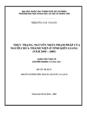 Thực trạng nguyên nhân phạm pháp của người chưa thành niên ở tỉnh kiên giang năm 2000 2005 nghiên cứu trường hợp trường giáo dưỡng số 5