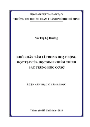 Luận văn khó khăn tâm lí trong hoạt động học tập của học sinh khiếm thính bậc trung học cơ sở