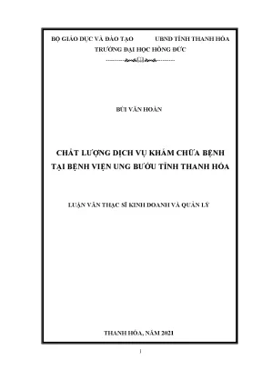 Chất lượng dịch vụ khám chữa bệnh tại bệnh viện ung bướu tỉnh thanh hóa