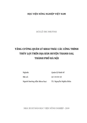 Luận văn tăng cường quản lý khai thác các công trình thủy lợi trên địa bàn huyện thanh oai thành phố hà nội