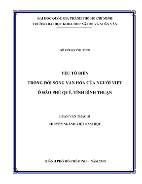 Yếu tố biển trong đời sống văn hóa của người việt ở đảo phú quý tỉnh bình thuận