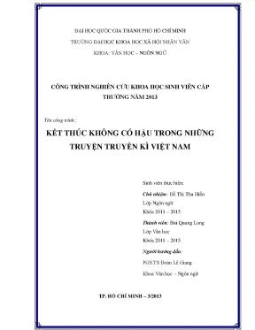 Kết thúc không có hậu trong trong những truyện truyền kỳ việt nam đề tài sinh viên nghiên cứu khoa học cấp trường 2013