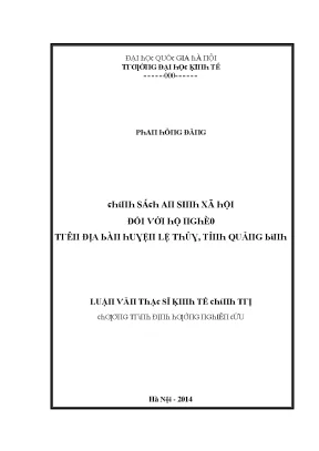 Luận văn chính sách an sinh xã hội đối với hộ nghèo trên địa bàn huyện lệ thủy tỉnh quảng bình