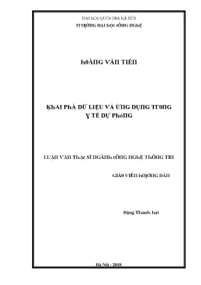 Luận văn khai phá dữ liệu và ứng dụng trong y tế dự phòng