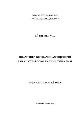 Luận văn hoàn thiện kế toán quản trị chi phí sản xuất tại công ty tnhh thiên nam