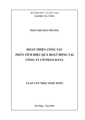 Luận văn hoàn thiện công tác phân tích hiệu quả hoạt động tại công ty cổ phần đana