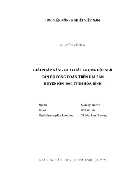 Giải pháp nâng cao chất lượng đội ngũ cán bộ công đoàn trên địa bàn huyện kim bôi tỉnh hòa bình