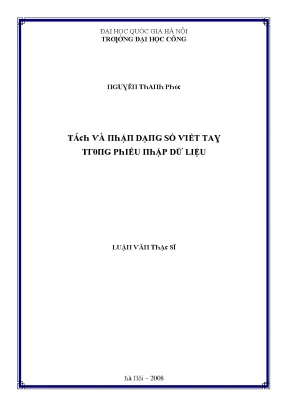 Luận văn tách và nhận dạng số viết tay trong phiếu nhập dữ liệu